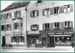 Historische Aufnahme von Urgroßvaters Tabakwarengeschäft in Weilheim